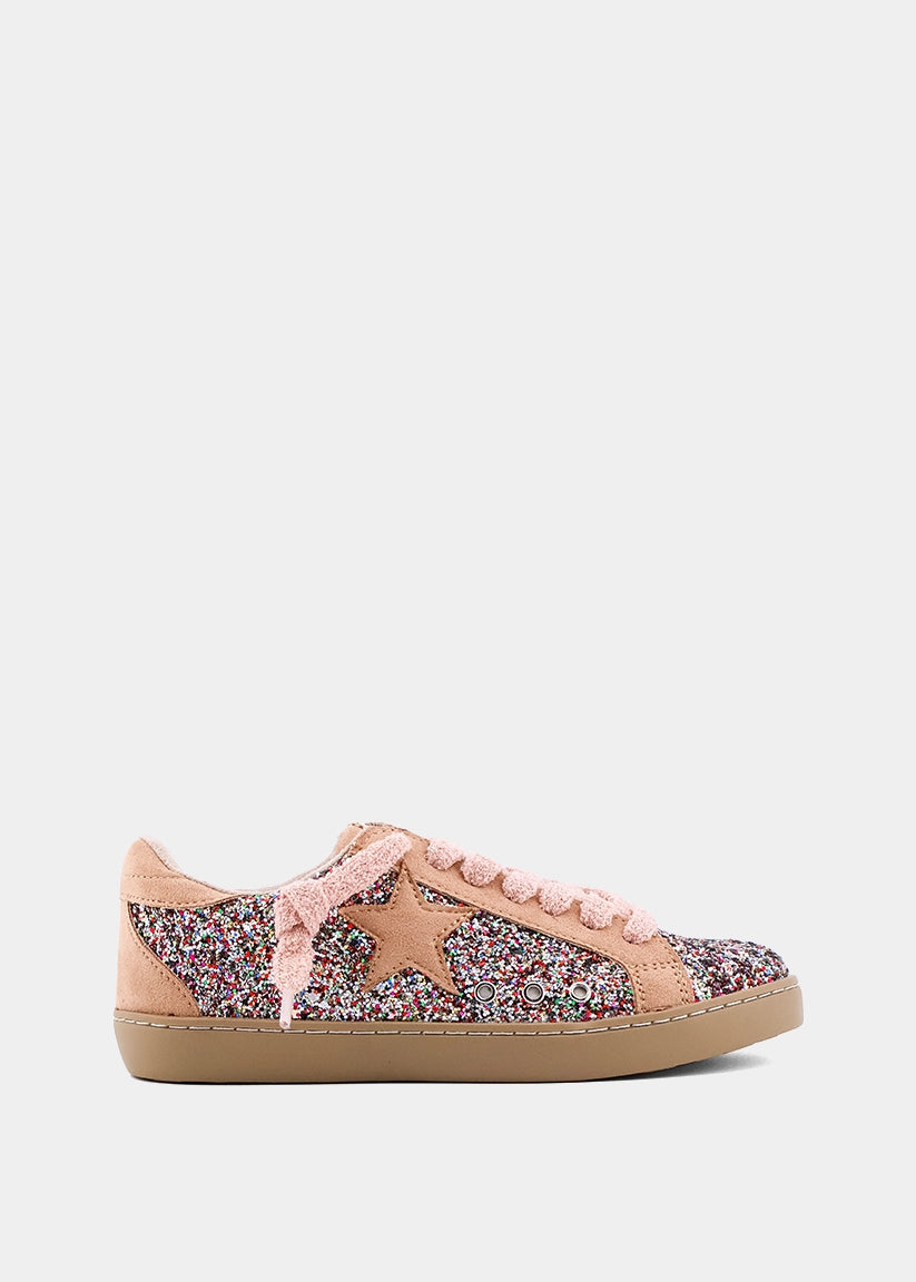 Paula Mini Tan Multi Glitter Star Sneaker - TAN MULTI | SHUSHOP