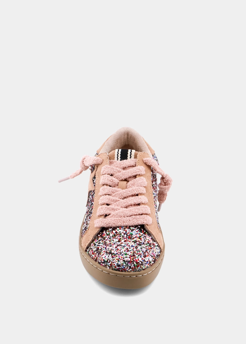 Paula Mini Tan Multi Glitter Star Sneaker - TAN MULTI | SHUSHOP