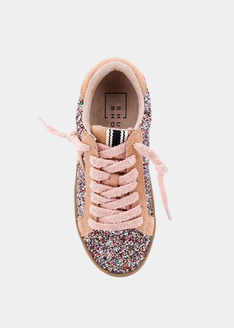 Paula Mini Tan Multi Glitter Star Sneaker - TAN MULTI | SHUSHOP