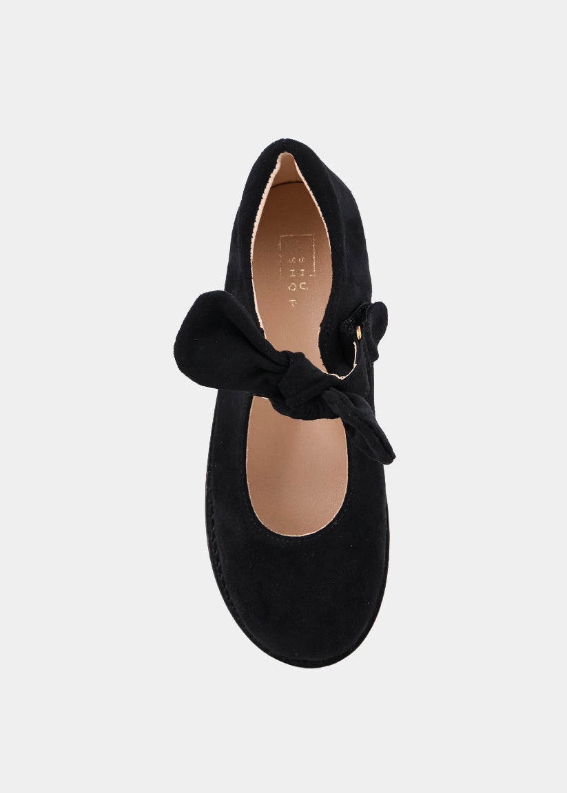 Allegra Mini Black Suede Mary Jane Flats  Kids - BLACK SUEDE | SHUSHOP