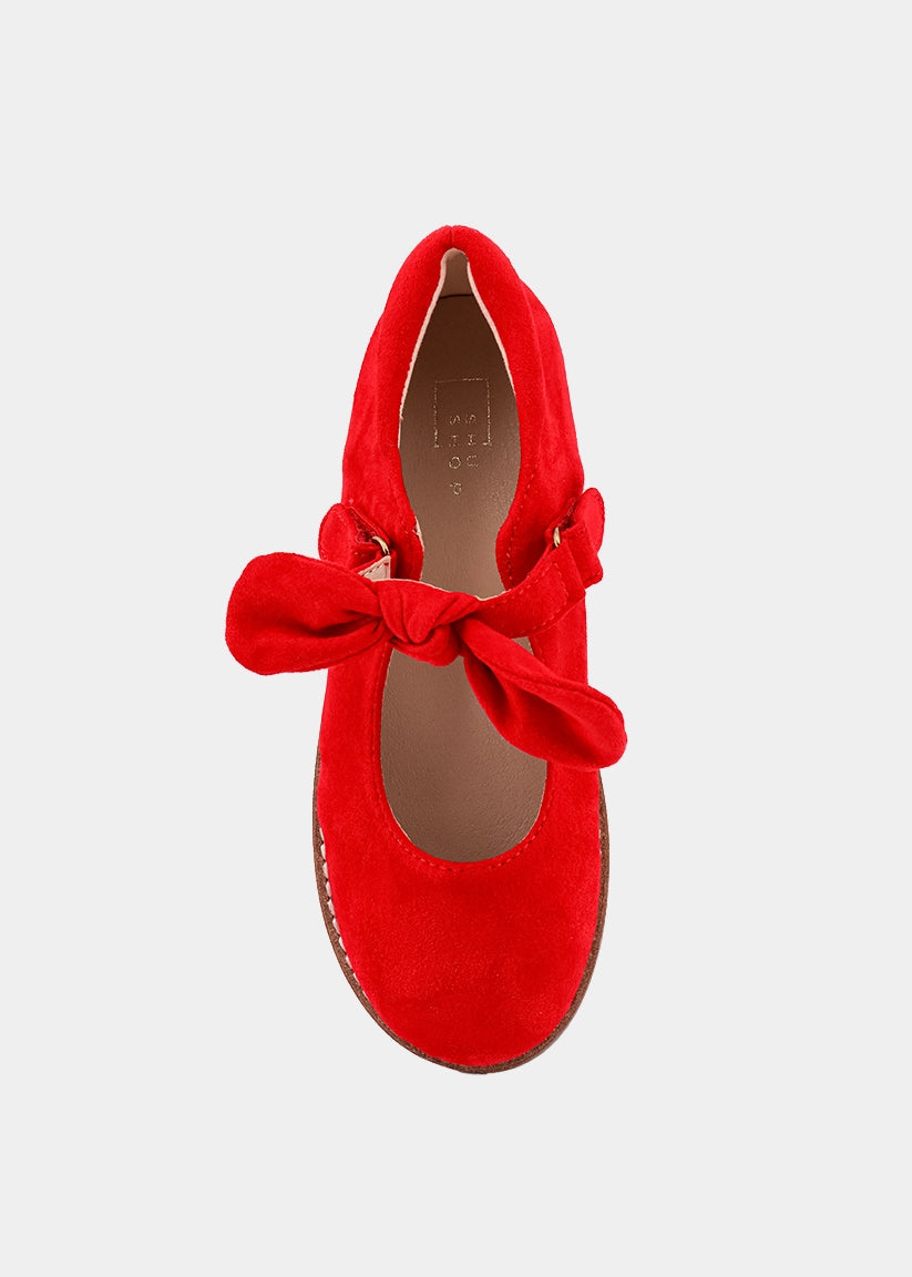 Allegra Mini Red Suede Mary Jane Flats  Kids - RED SUEDE | SHUSHOP