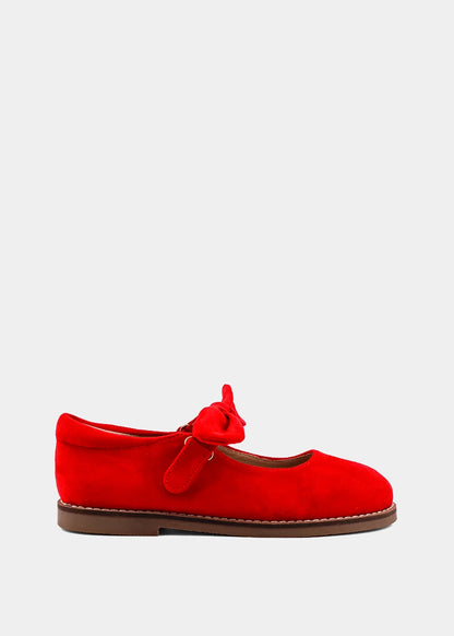 Allegra Mini Red Suede Mary Jane Flats  Kids - RED SUEDE | SHUSHOP