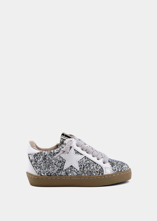 Paula Mini Sterling Sparkle Sneaker – Silver Glitter Kids Shoe - STERLING SPARKLE | SHUSHOP