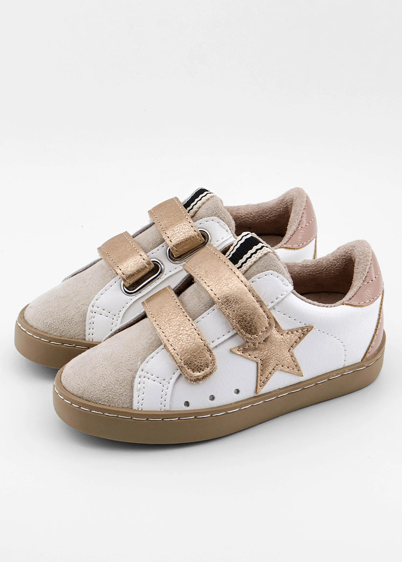 Sunny Mini Taupe Patent Sneaker – Kids Star Strap Sneaker - TAUPE PATENT | SHUSHOP