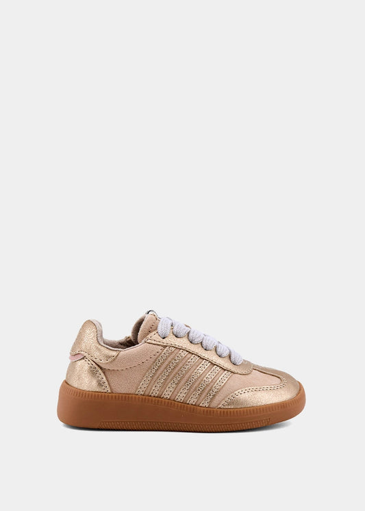 Stevie Mini Beige Suede Sneaker – Retro Kids Neutral Sneaker - BEIGE SUEDE | SHUSHOP