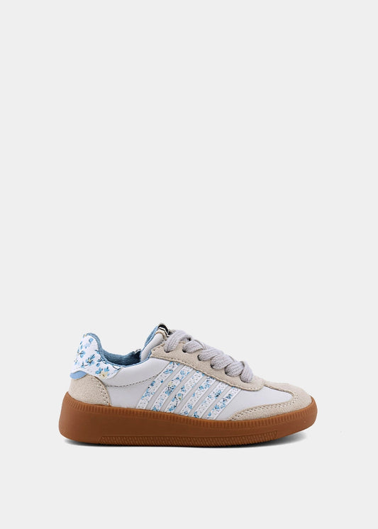 Stevie Mini Blue Print Sneaker – Floral Kids Retro Sneaker - BLUE PRINT | SHUSHOP