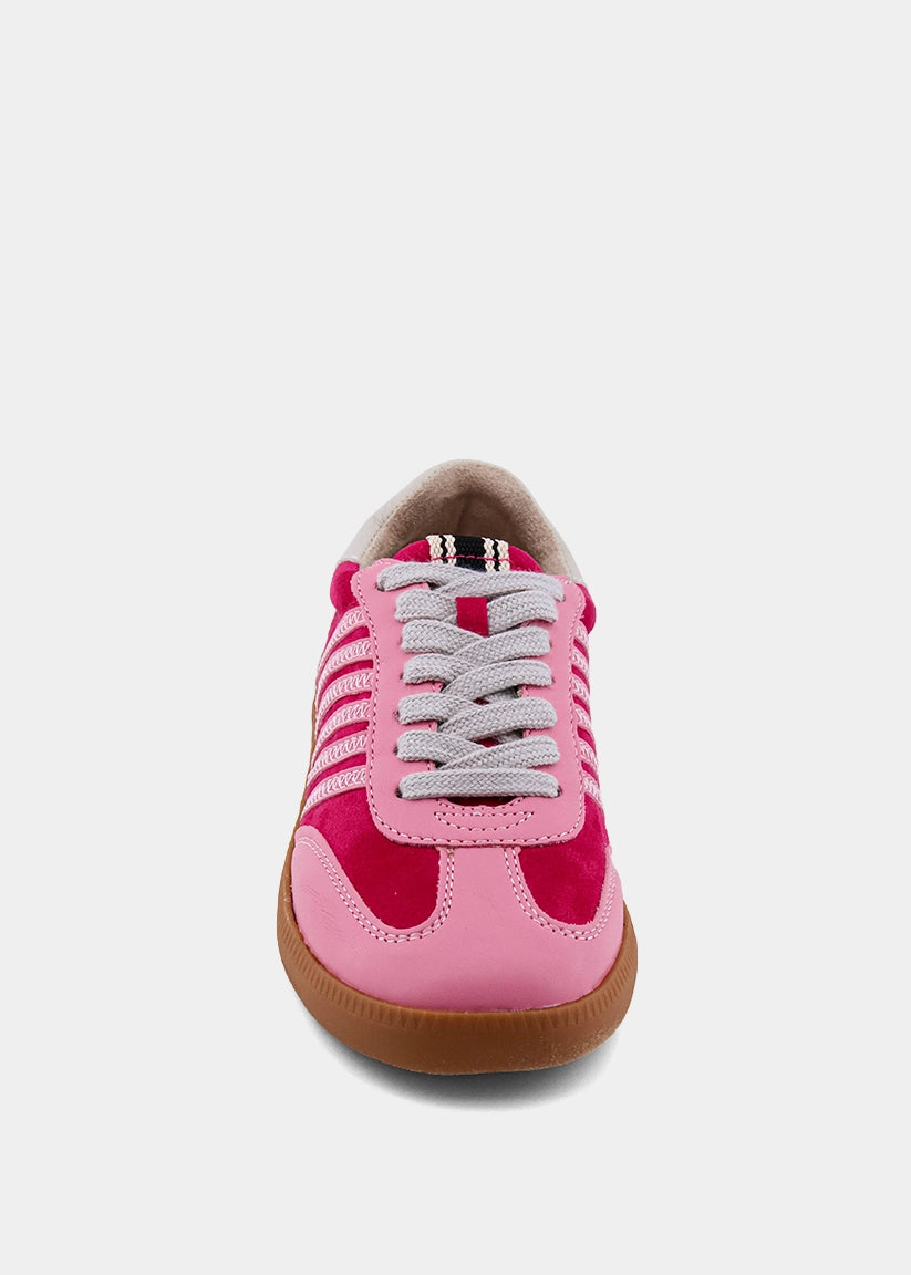 Stevie Mini Pink Suede Sneaker – Retro Kids Pink Shoe - PINK SUEDE | SHUSHOP