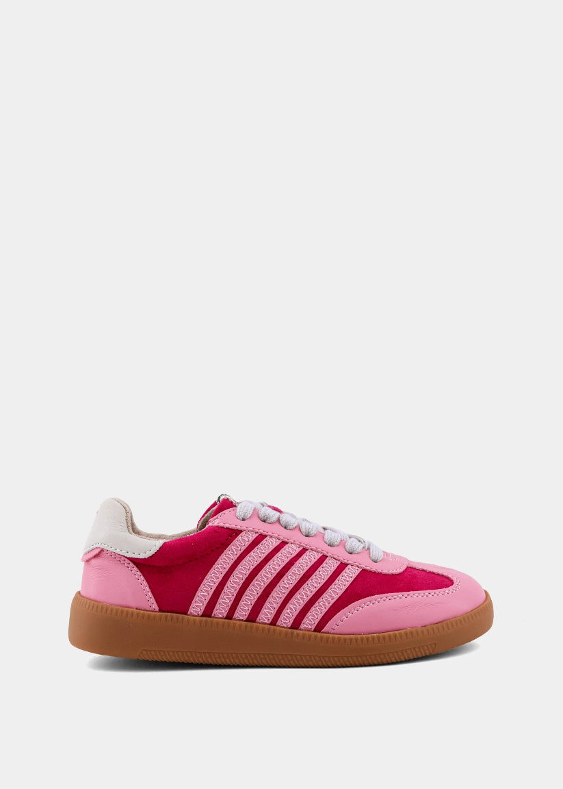 Stevie Mini Pink Suede Sneaker – Retro Kids Pink Shoe - PINK SUEDE | SHUSHOP