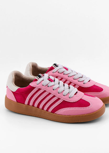 Stevie Mini Pink Suede Sneaker – Retro Kids Pink Shoe - PINK SUEDE | SHUSHOP