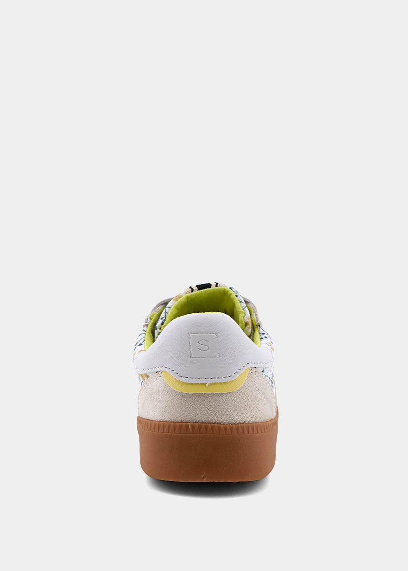 Stevie Mini Yellow Print Sneaker – Floral Kids Retro Sneaker - YELLOW PRINT | SHUSHOP