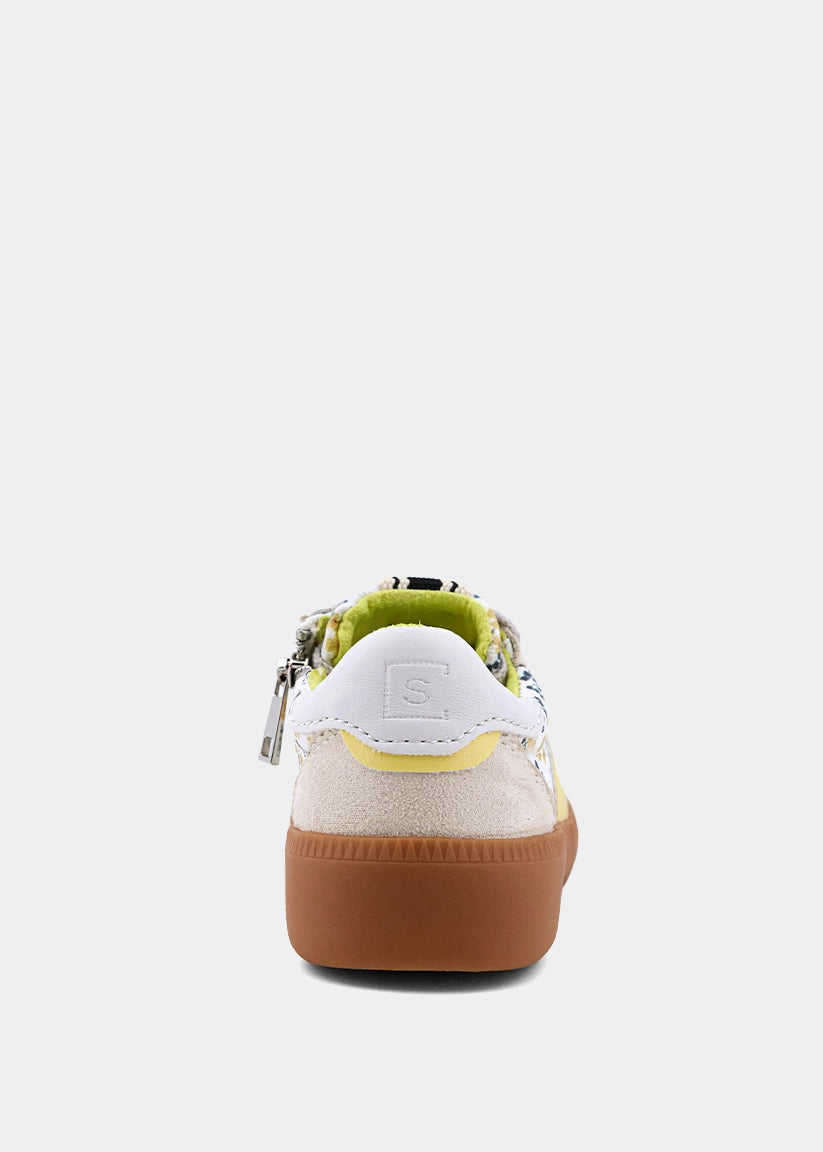 Stevie Mini Yellow Print Sneaker – Floral Kids Retro Sneaker - YELLOW PRINT | SHUSHOP