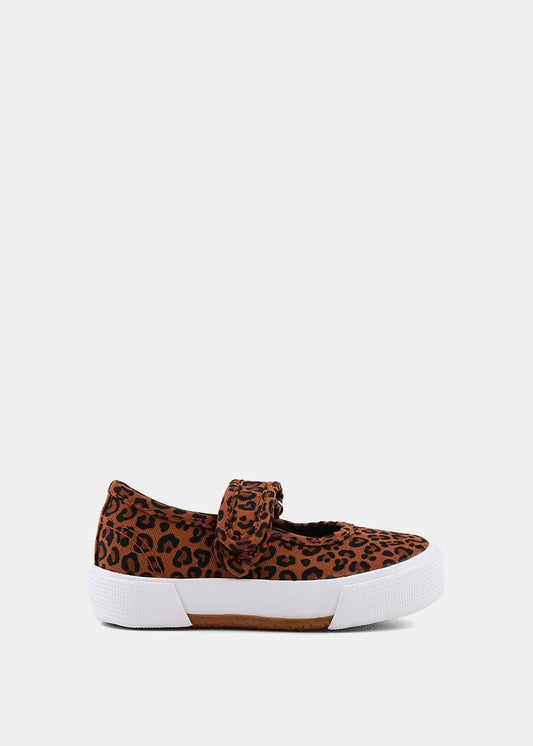 Olivia Mini Leopard Sneaker – Kids Leopard Print Strap Shoe - LEOPARD | SHUSHOP