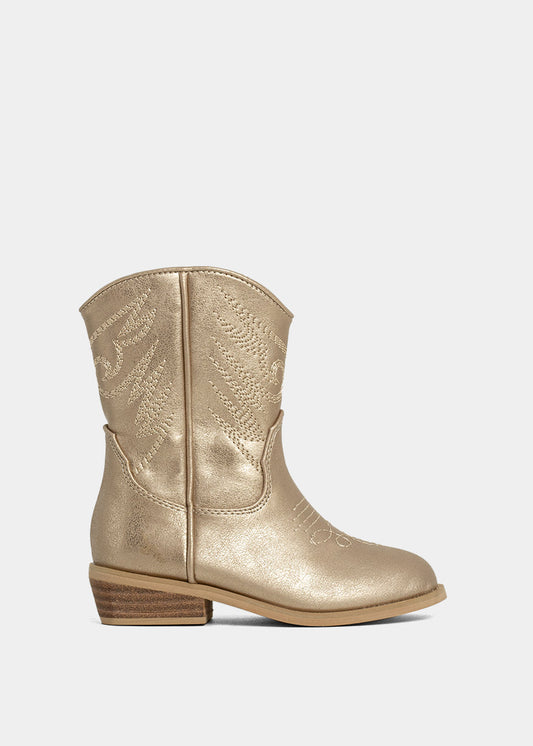 ZAHARA MINI Golden | Girls’ Metallic Western Boots - GOLDEN | SHUSHOP