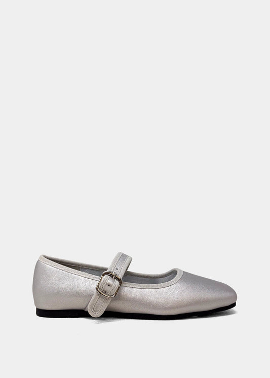 ADELINE MINI Silver – Kids’ Mary Jane Flat - SILVER | SHUSHOP